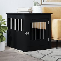 Dog Crate Furniture Black 64.5x80x71 cm Engineered Wood - £72.66 GBP
