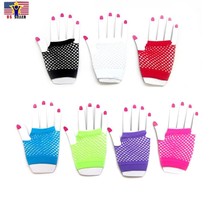 Neon Tone Fishnet Finger less Wrist Gloves Sleeves Punk Fashion Costume 80 Style - £3.31 GBP+