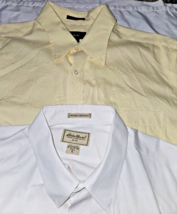2 Eddie Bauer mens shirts XL TALL Yellow White wrinkle resistant dress Men&#39;s  - £14.52 GBP