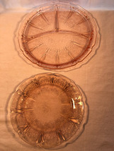Pink Cherry Blossom 9 Inch Grill Plate And 7 Inch Plate Depression Glass Mint - £16.23 GBP