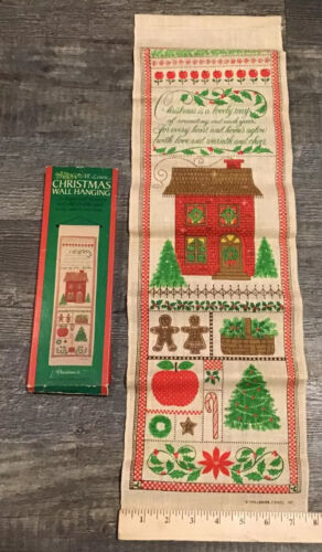 Vtg Hallmark Cards Christmas Tapestry Wall Hanging w/ Original Box Made In USA - $58.80