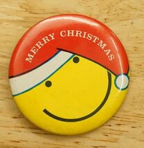 Vintage Pinback Button Merry Christmas Smiley Face Say It With Buttons - $9.89