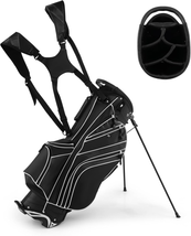 Golf Stand Bag, 6 Way Divider Golf Club Bag with 8 Pockets, Rain Hood, Umbrella  - £92.47 GBP