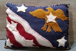 Americana Eagle Flag Stars Pillow Handmade Crafted Felt Throw Couch 12x8.5 - $27.85