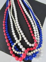 x5 Mid Century Necklace Lot Beaded Blue Coral White Genuine Lucite - £24.70 GBP