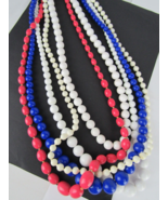 x5 MID CENTURY NECKLACE LOT beaded blue coral white GENUINE LUCITE - $33.49