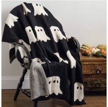 Spooky Night Ghost Blanket Throw TJMaxx  Homegoods Halloween Black White - £58.48 GBP