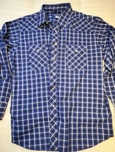 Wrangler Shirt Adult XL Blue Plaid Western Wear Long Sleeve Men’s Button - £14.04 GBP