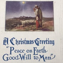 A Christmas Greeting Vintage Postcard Antique Peace On Earth Goodwill To... - $11.95