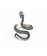 Evil Eye Protection Amulet Silver Plated Snake Hindu Lucky Ring Adjustab... - $12.61