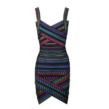 High Quality Celebrity Colorful  Foiling Print Rayon age Dress Bodycon Evening P - £100.10 GBP