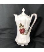 Vintage Ceramic Chocolate Pot with White and Red Roses - €21,45 EUR