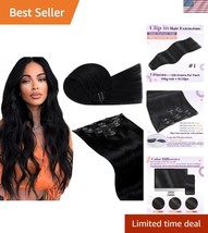 Full Head 20-Inch Jet Black Clip-Ins - Human Hair Extensions for Instant... - $1,961.42 MXN