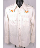 Homemade Long Sleeve Snap Button Front Shirt-Men-White-Embroidered Flora... - £33.61 GBP