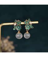 Traditional and Classical Floral Imitation Jade Earrings - $25.96 CAD