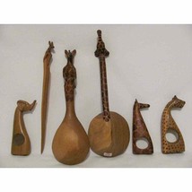 Genuine Besmo Hand Carved Wood Kitchen Utensils Giraffe Safari Kenya Africa - £17.32 GBP