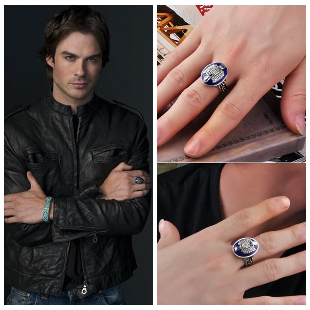 925 Sterling Silver The Vampire Diaries Damon Salvatore Lapis Lazuil 