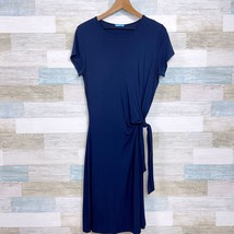 J McLaughlin Elora Side Tie Sheath Dress Blue Jersey Knit Casual Womens Medium - £77.52 GBP