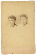 Circa 1880&#39;S Named Cabinet Card 2 Beautiful Sisters In White Wescott Lowell, Ma - £9.54 GBP