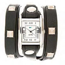 LA MER Watch Grey Leather Silver Pyramid Stud Leather Wrap Watch - £77.39 GBP