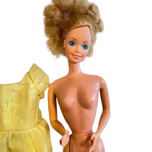 Vintage Magic Curl Barbie Doll #3856 Original Yellow Dress Mattel 1981 - £31.15 GBP