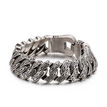 Punk 20mm Chunky Link Chain Bracelet Men Stainless Steel Myterious Symbol Charm  - £28.85 GBP