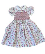 1980s Monica Noel Greenwich Hand Smocked Puff Sleeve Girls Pink Dress 6 - $1,373.36 MXN