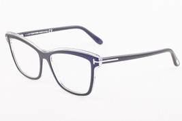 Tom Ford 5619-B 001 Shiny Black Clear / Blue Block Eyeglasses TF5619 B 001 55mm - £152.04 GBP