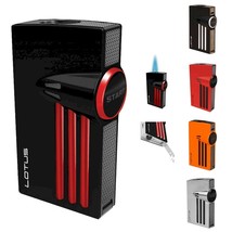 Lotus Orion Cigar Lighter Twin Flames Single Action Metal w/ Punch Choose Color - £83.03 GBP