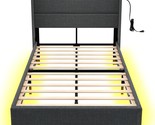 Rolanstar Twin Size Bed Frame With Headboard, Upholstered Platform, Dark... - £169.15 GBP