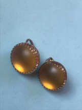 Vintage Small Frosted Amber Round in Spikey Goldtone Frame Slightly Dome... - $9.20