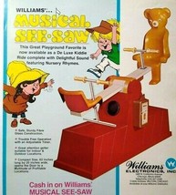 Musical See Saw Artwork FLYER Original Kiddie Ride Amusement Machine Art... - $31.50