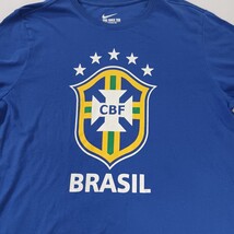 The Nike Tee CBF Brazil Futbol Soccer Team Youth Blue Cotton T-Shirt Size Large image 4