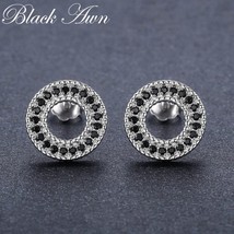 Classic 1.8g 925 Sterling Silver Natural Black Spinel Engagement Stud Earrings f - £8.11 GBP