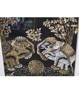 Vintage Painting On Silk Elephants Thai Asian Gold Silver Print Framed - $462.61 MXN