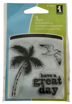 Inkadinkado Clear Mini Stamps Palm Tree Seagull Bird Have a Great Day Su... - £6.27 GBP