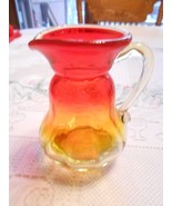 Beautiful  AMBERINA &quot;Crackle&quot; Glass Pitcher / Vase..4&quot; height-FREE POSTA... - £11.40 GBP