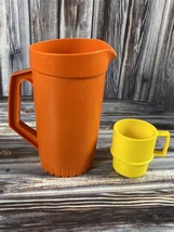 Vintage Tupperware Toys Tuppertoys Mini Pitcher Orange 1399 w/ Stacking Cup - $9.74