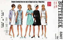 Misses&#39; A-LINE DRESS Vintage 1960&#39;s/70&#39;s Butterick Pattern 5307 Size 16/... - $14.00