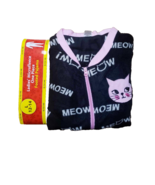 Women&#39;s Cat Meow Footed One Piece Fleece Pajamas PJs Black Pink Large NE... - €23,71 EUR
