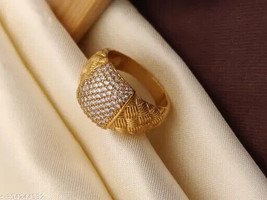 CZ/American Diamond Gold plated Men Gents Engagement Valentines gift Ring a - £26.35 GBP