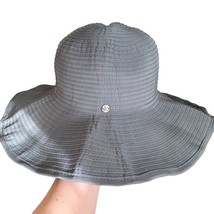 Kooringal Blue Grey Wide Brim Removable Chin Cord Ribbon Sun Hat O/S - $37.40