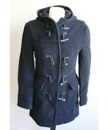 Topshop 10 EU 38 Wool Blend Black Hood Duffle Coat - £24.01 GBP