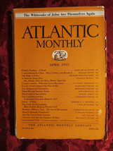 ATLANTIC Magazine April 1931 Mazo De La Roche Julian S. Huxley Reinhold Niebuhr - £10.19 GBP
