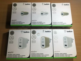 OEM Belkin Mixit Universal 12W 2.4A Single USB Port Car &amp; home charger Lot of 6 - £38.93 GBP