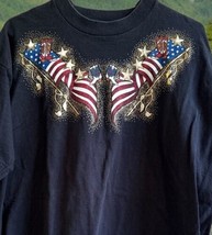 Vtg 90s Western Patriotic T Shirt Men&#39;s XL Cowboy Boot Art Tee Fruit Of The Loom - £31.06 GBP