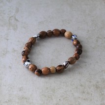 Olive Wood Handmade Beads Bracelet, Colorful Icons of Mother Mary in Hea... - £19.53 GBP