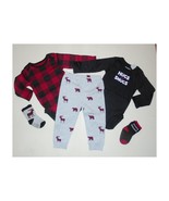 NWT Children&#39;s Place 12-18 M Boy Buffalo Plaid Hugs Bodysuit Pants Socks... - £16.44 GBP