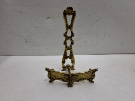 Vintage Deep Brass Easel 7&quot;, Small Picture Art Holder Display, Gold Tabletop Min - £38.65 GBP