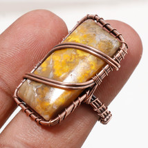 Bumble Bee Jasper Gemstone Handmade Copper Wire Wrap Ring Jewelry 8.50&quot; SA 465 - £5.85 GBP
